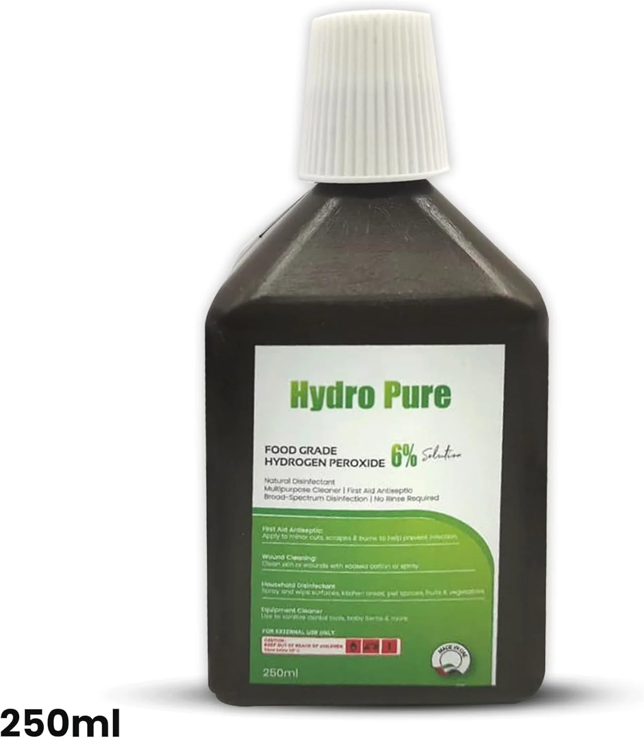 تجهیزات پزشکی کینگ ماریوت HYDROPURE | محلول پراکسید هیدروژن 6% گرید غذایی - 250 میلی لیتر - ضد عفونی کننده و پاک کننده چند منظوره با خلوص بالا