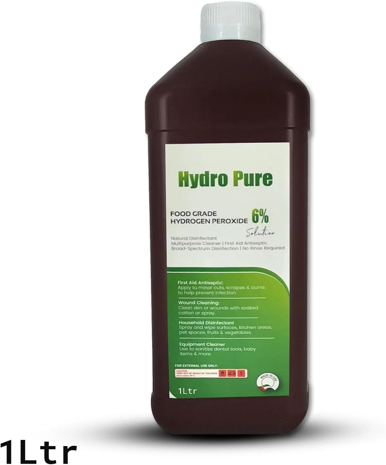 تجهیزات پزشکی کینگ ماریوت HYDROPURE | محلول پراکسید هیدروژن 6% گرید غذایی – 1 لیتر – ضد عفونی کننده و پاک کننده چند منظوره با خلوص بالا