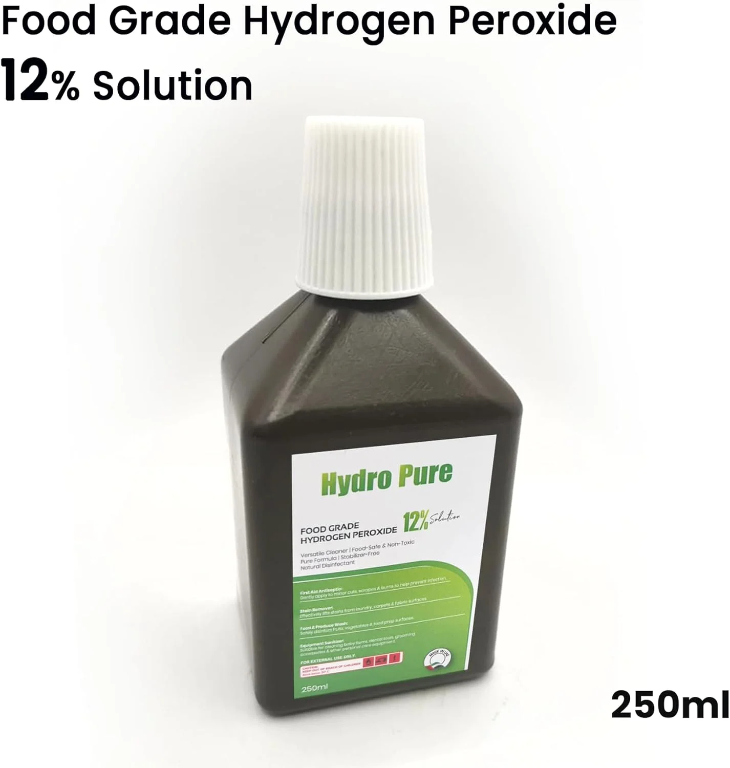 تجهیزات پزشکی کینگ ماریوت HYDROPURE | محلول پراکسید هیدروژن گرید غذایی 12% - 250 میلی لیتر - ضد عفونی کننده و پاک کننده چند منظوره با خلوص بالا