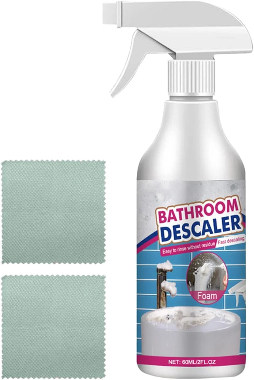 اسپری فوم پاک کننده حمام - پاک کننده چند منظوره 60 میلی لیتری برای دوش | اسپری لکه بر برای آینه، رسوب آهک، فلز، کاشی، چینی، دوغاب، سینک، شیرآلات، دوش