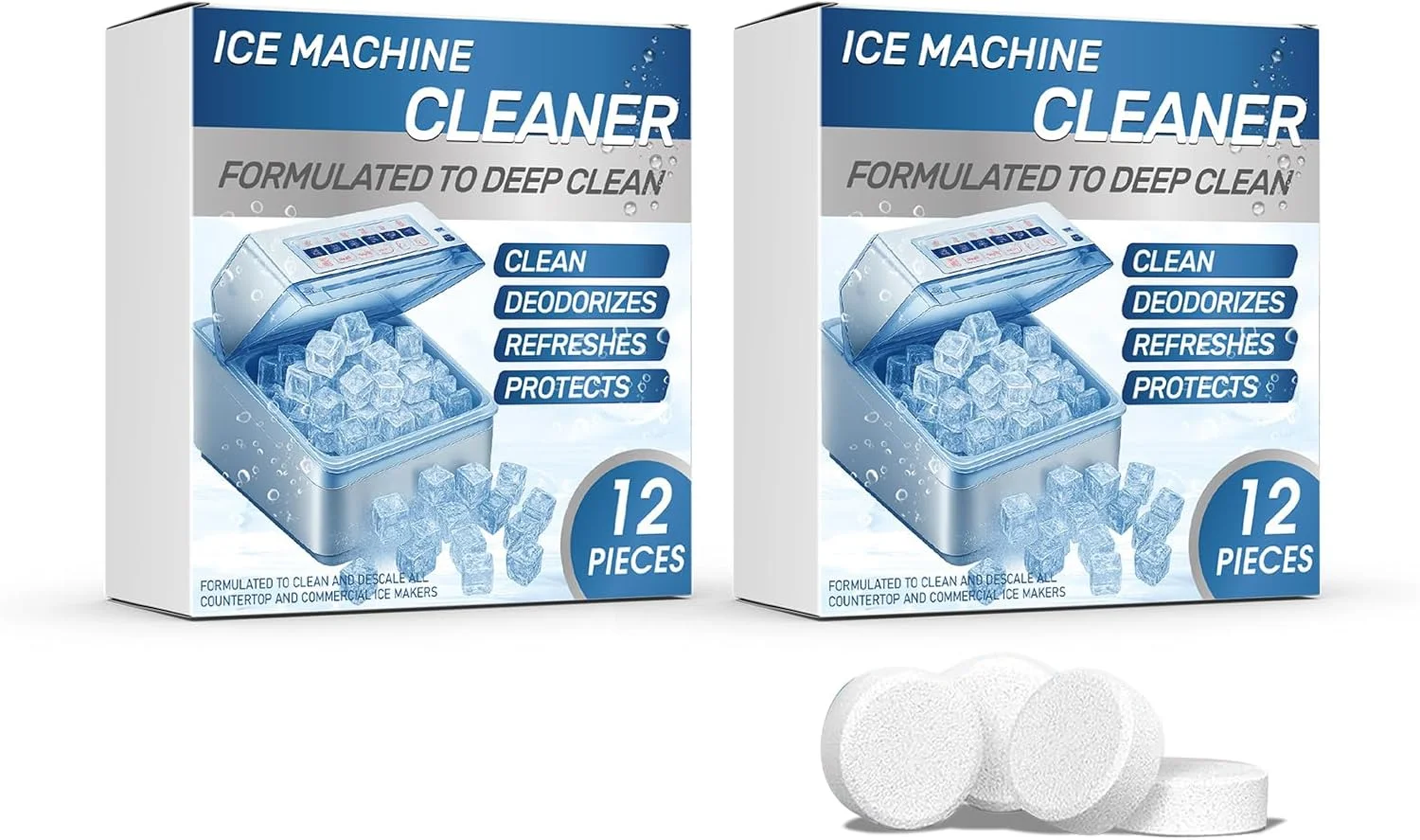 قرص جرم گیر و تمیز کننده دستگاه یخ ساز - 24 عدد قرص تمیز کننده برای دستگاه یخ ساز، سازگار با اوپال، کیچن اید، کمک به حذف رسوبات آب سخت