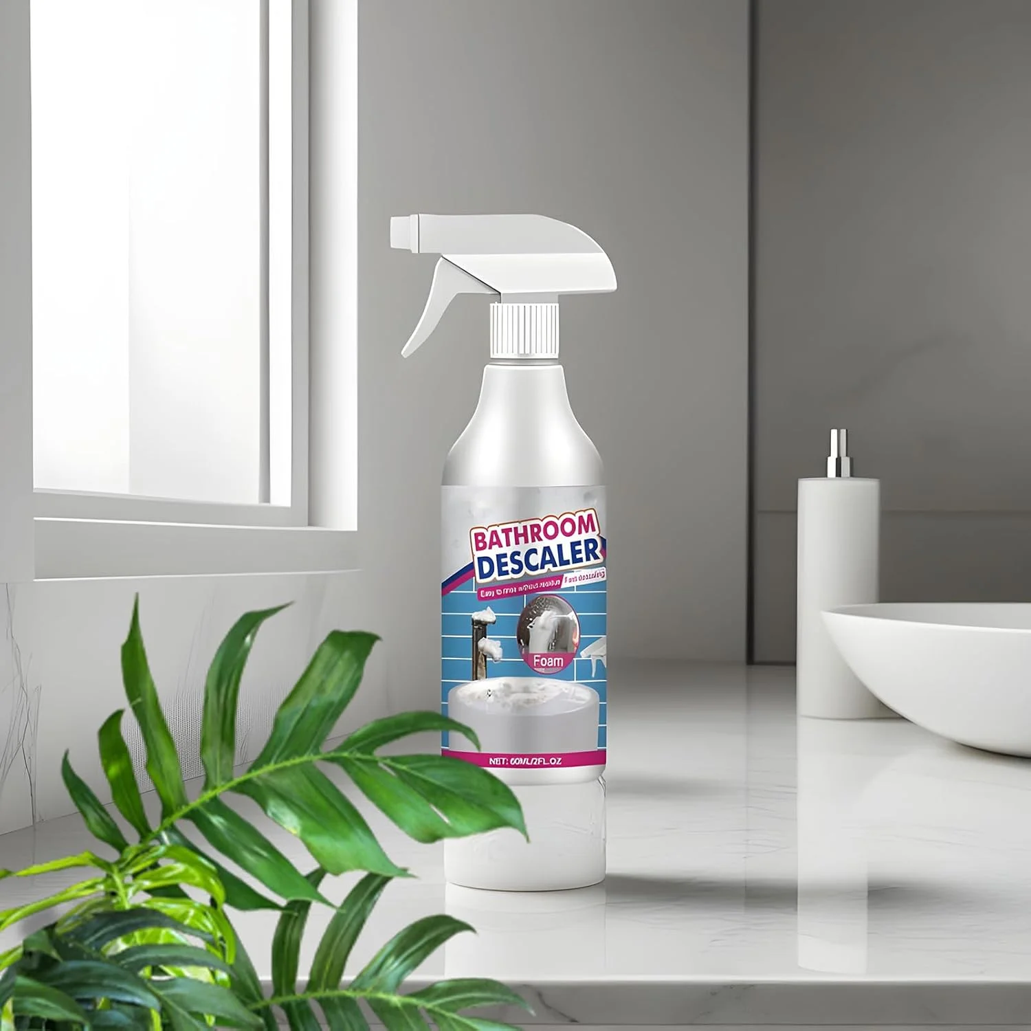 فوم پاک کننده توالت | رسوب زدای فوم چند منظوره 60 میلی لیتری برای دوش | اسپری لکه بر برای آینه، رسوب آهک، فلز، کاشی، سرامیک، دوغاب، سینک، شیرآلات، دوش