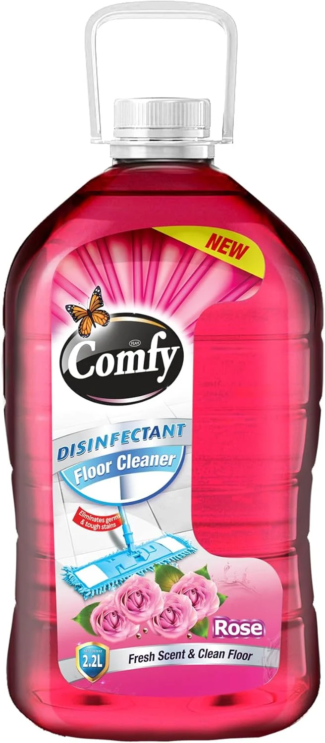 مایع تمیز کننده کف کامفی | رایحه گل رز | بسته 2.2 لیتری | قدرت پاک کنندگی بالا | از بین برنده 99.9% میکروب ها | رایحه با طراوت ماندگار | از بین برنده لکه های سرسخت