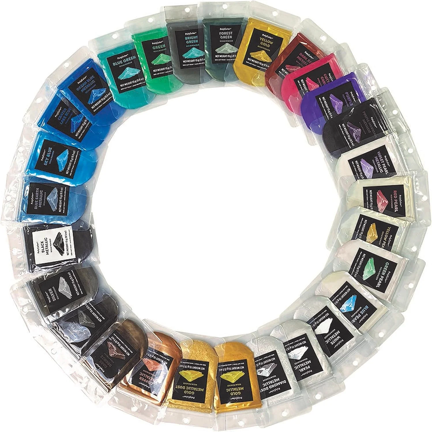 پودر متالیک الماسه (پلی کالر) - میکا برای کیت های رزین اپوکسی، رزین ریخته گری، لیوان ها، جواهرات، رنگ ها و هنرها و صنایع دستی - رنگدانه رنگی جلوه های متالیک سریع و آسان ایجاد می کند