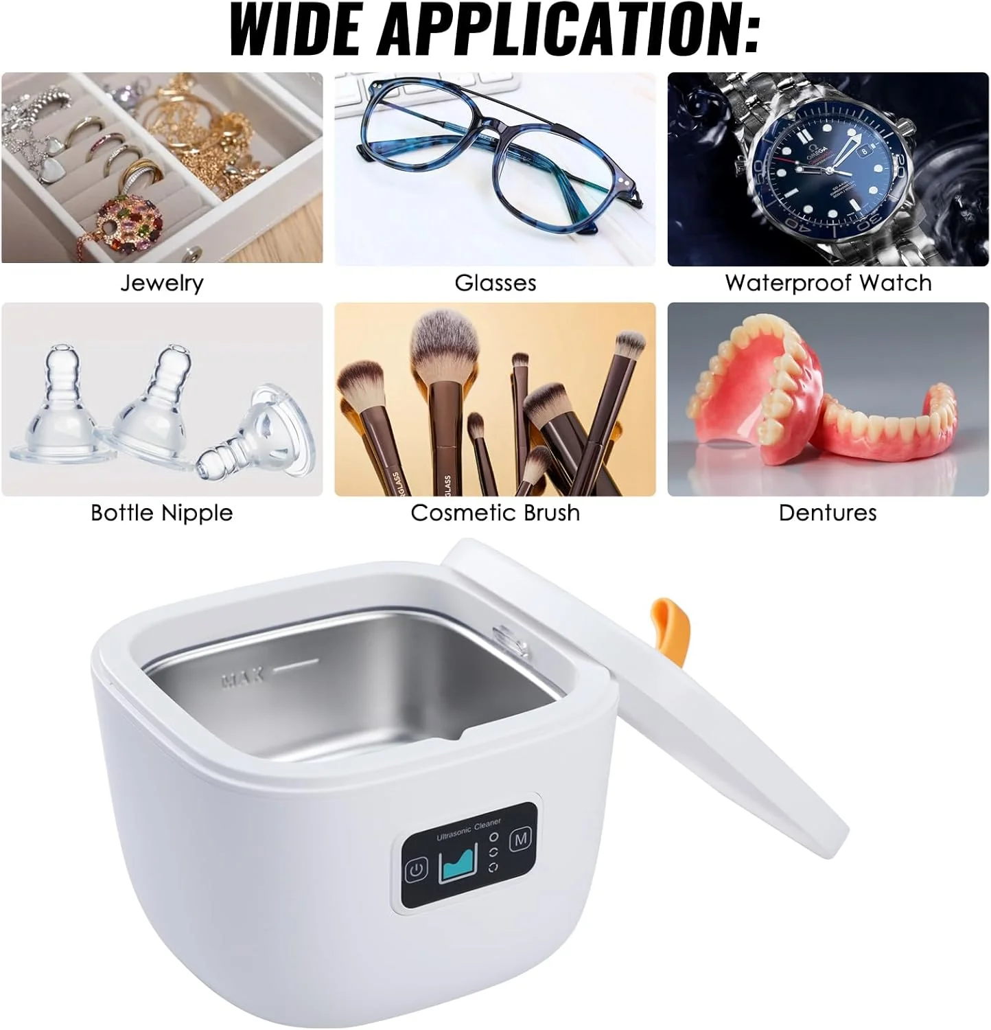 دستگاه تمیز کننده التراسونیک DANOPLUS، تمیز کننده التراسونیک UV، حجم 255 میلی لیتر، 45 کیلوهرتز، دستگاه تمیز کننده جواهرات التراسونیک قابل حمل با 3 حالت تمیز کردن برای خانه، دندان مصنوعی، محافظ دهان، حلقه و الماس