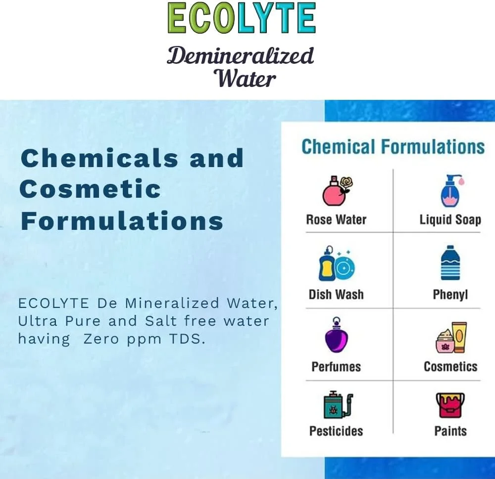 آب فوق خالص دمینرالیزه اکولایت برای مواد شیمیایی و فرمولاسیون آرایشی/تجهیزات پزشکی/اینورتر/باتری (5 لیتر)