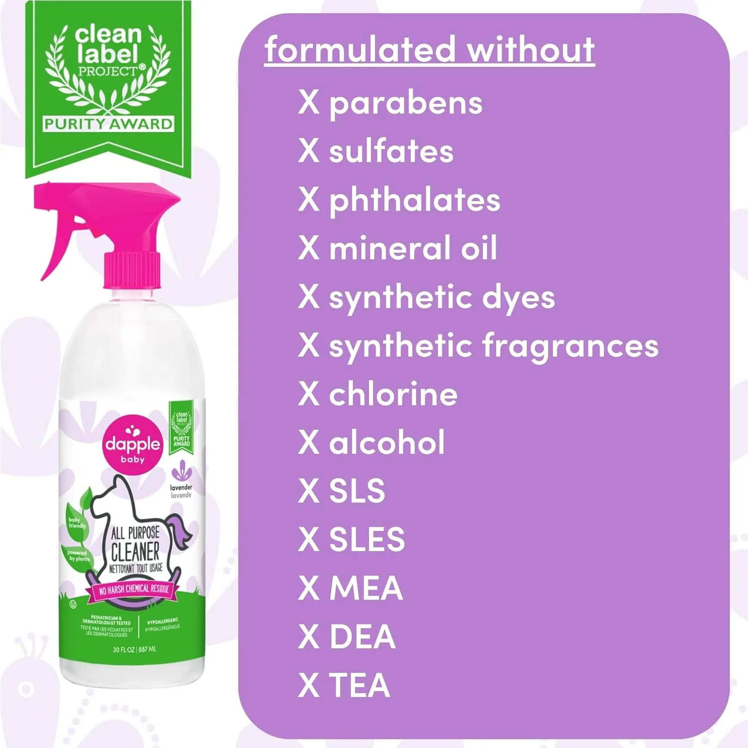 اسپری پاک کننده چند منظوره گیاهی و ضد حساسیت کودک دپل، با رایحه اسطوخودوس، 850 میلی لیتر (2 عدد)