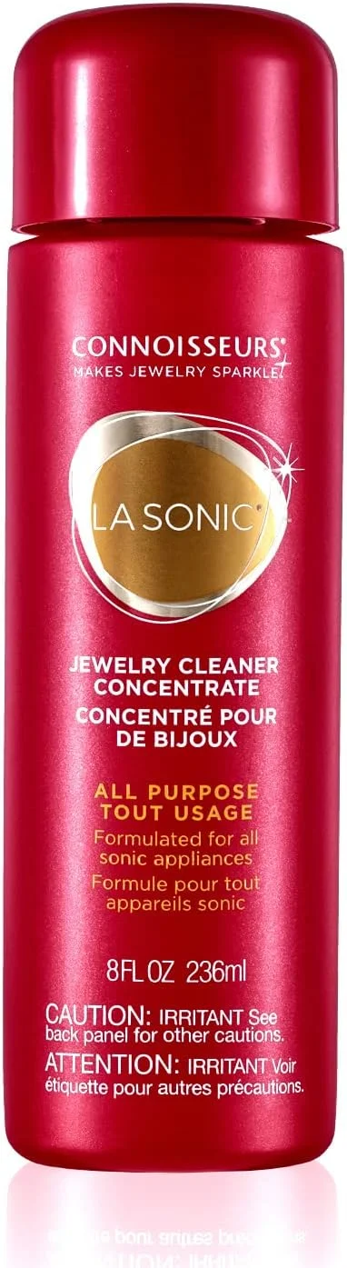 مایع غلیظ تمیز کننده جواهرات چند منظوره CONNOISSEURS LaSonic - حجم 236 میلی لیتر - فرموله شده برای دستگاه های تمیز کننده صوتی LaSonic SafeWave و Jewelry Bath