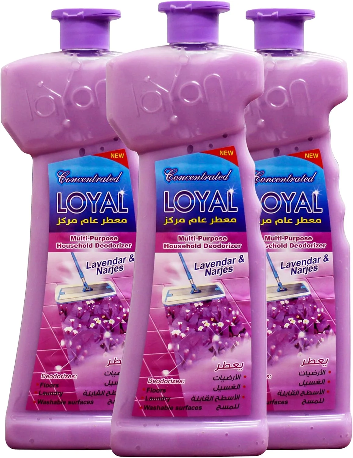 مایع خوشبو کننده چند منظوره و غلیظ خانگی لویال، تمیز کننده کف با رایحه اسطوخودوس و نرگس، 700 میلی لیتر X3، بسته 3 عددی