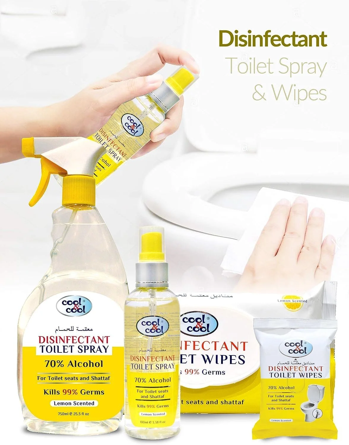 دستمال مرطوب ضدعفونی کننده توالت Cool & Cool، ۴۸ عدد