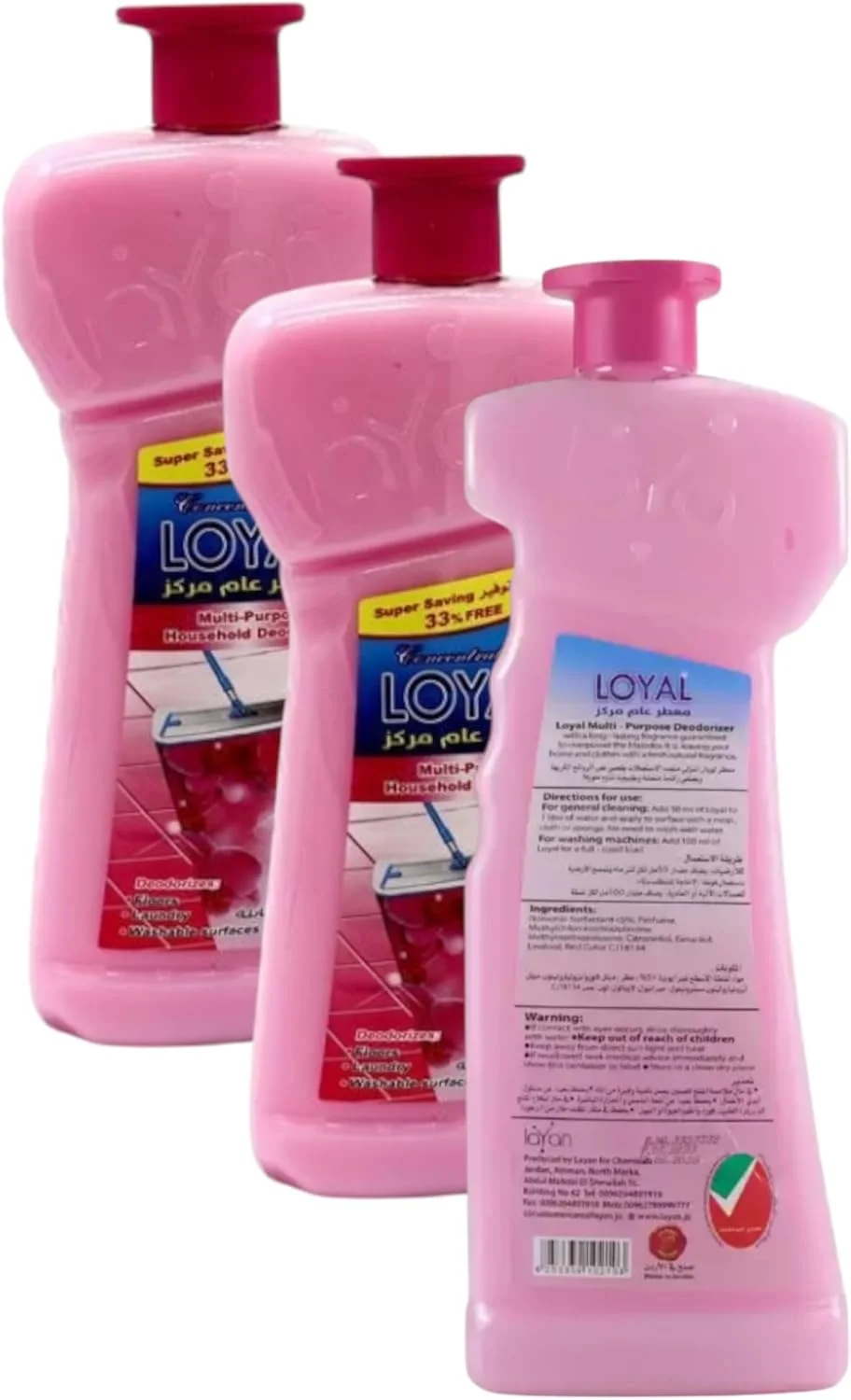 مجموعه 3 عددی خوشبو کننده چند منظوره و غلیظ خانگی لویال با رایحه رز قرمز، مناسب شستشو، کف، لباسشویی و سطوح سرویس بهداشتی، 700 میلی لیتر