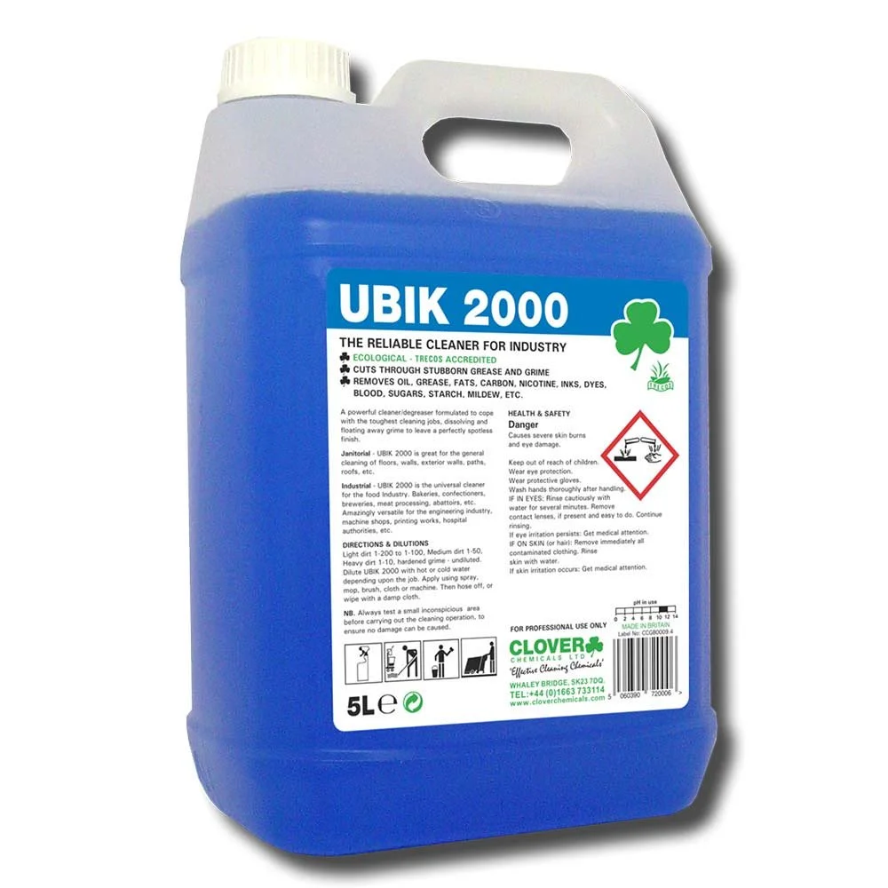 مایع تمیز کننده و چربی زدای چند منظوره غلیظ Clover Chemicals 301 Ubik 2000، حجم 5 لیتر
