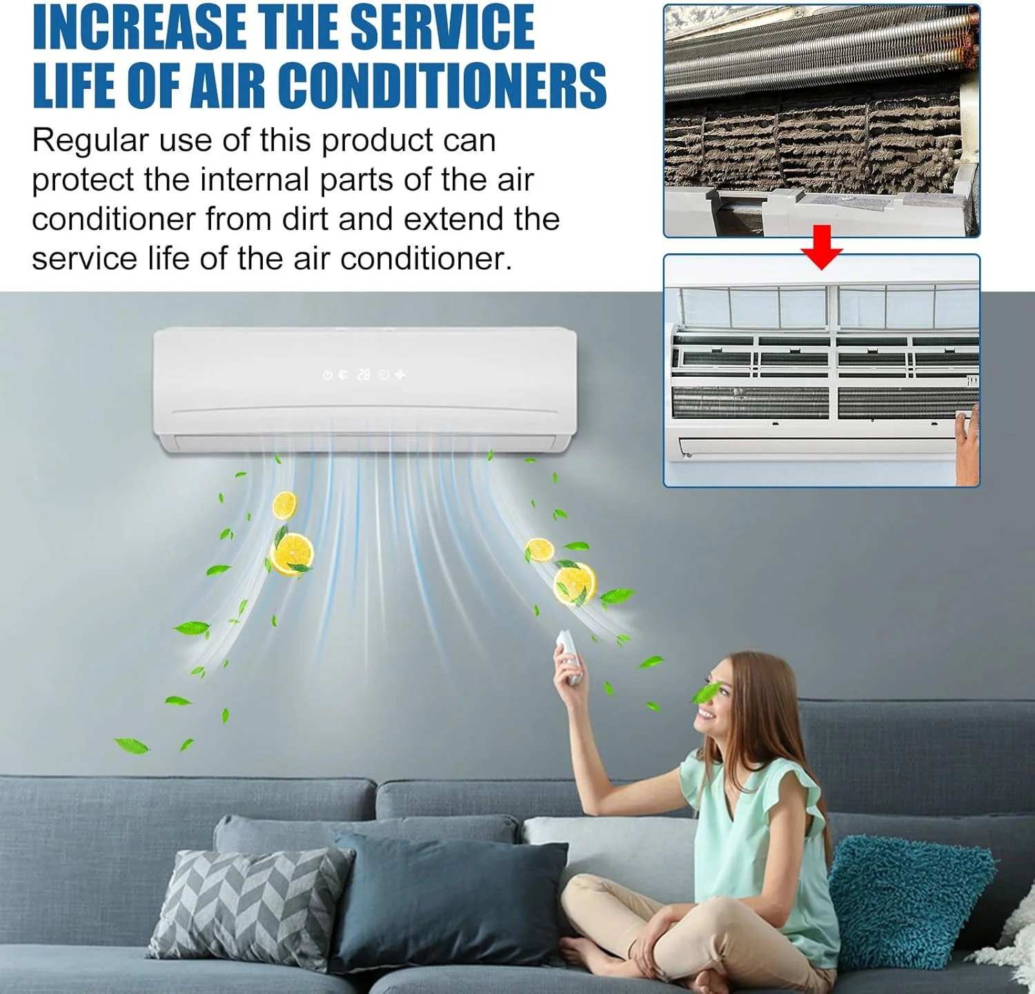 قرص تمیز کننده کولر گازی آزونی، 20 عددی، تمیز کننده کولر گازی بدون نیاز به آبکشی، پاک کننده لکه و خوشبو کننده، دستگاه آویز مخصوص واحد داخلی خانگی برای از بین بردن بو و رسوب