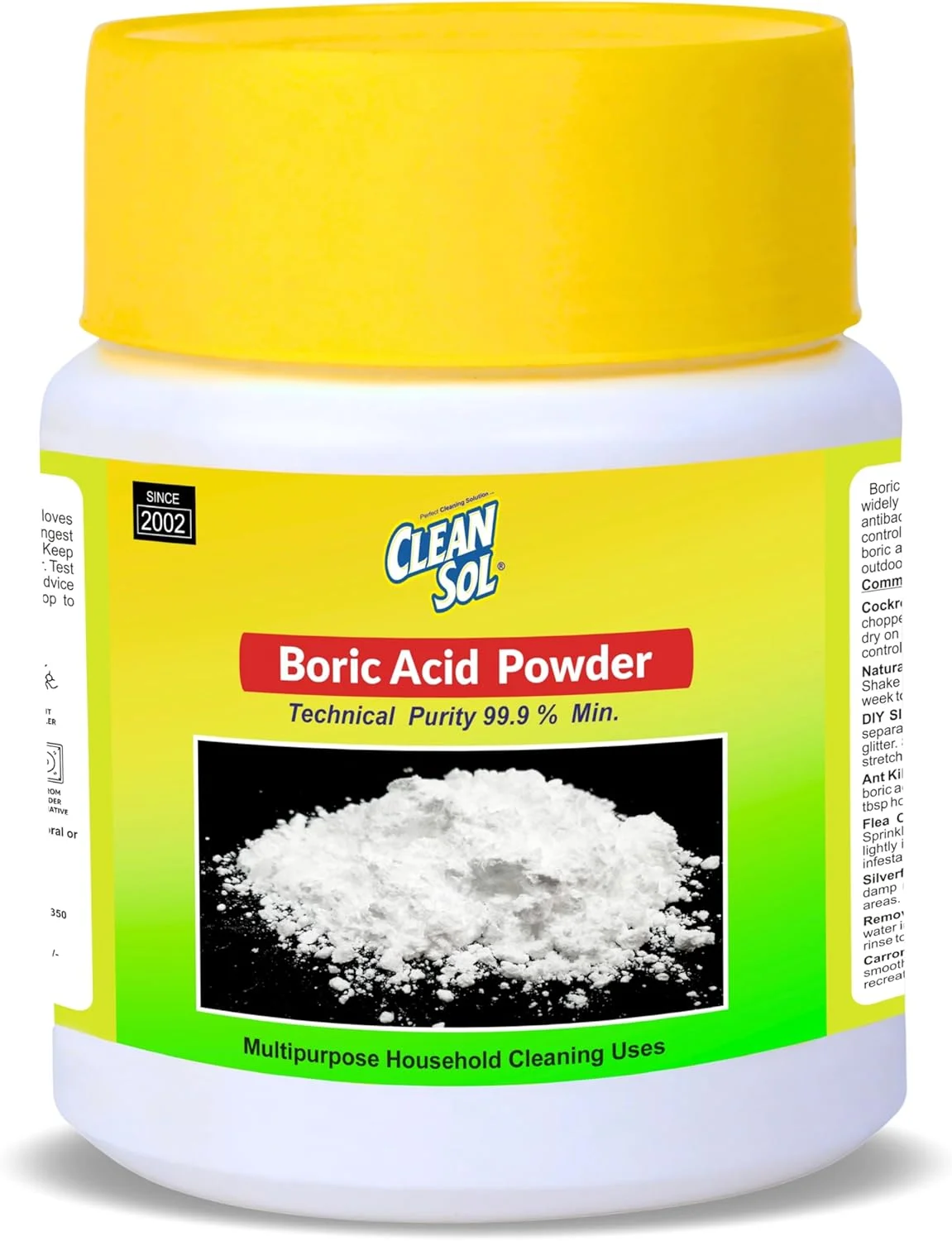 پودر بوریک اسید Cleansol - 600 گرم | پودر چند منظوره خانگی برای تمیز کردن، صنایع دستی DIY، کنترل بو و نگهداری عمومی