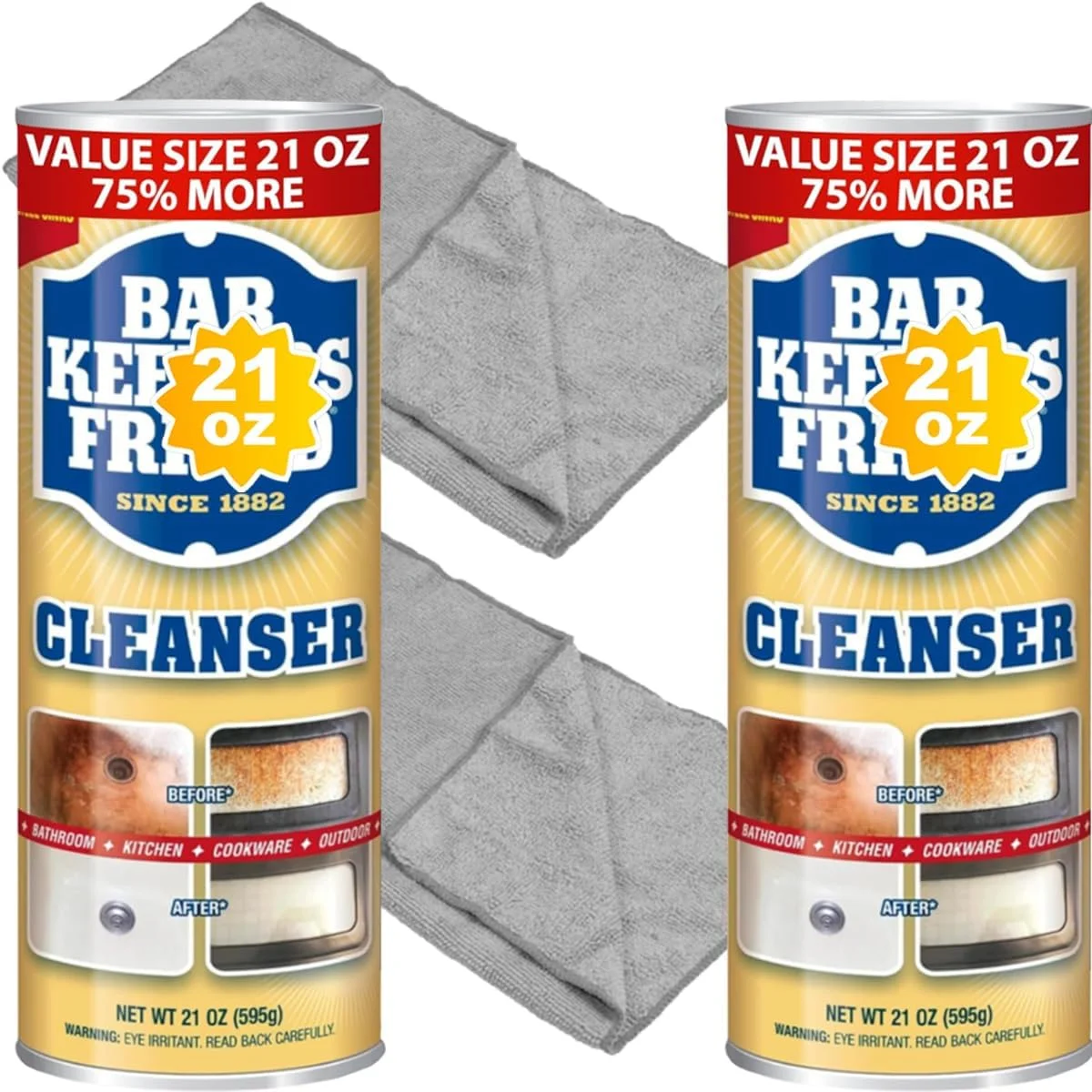 مجموعه نظافت: پودر پاک کننده بار کیپرز فرند 595 گرم - 2 بسته + 2 عدد دستمال نظافت میکروفایبر 35x35 سانتی متر