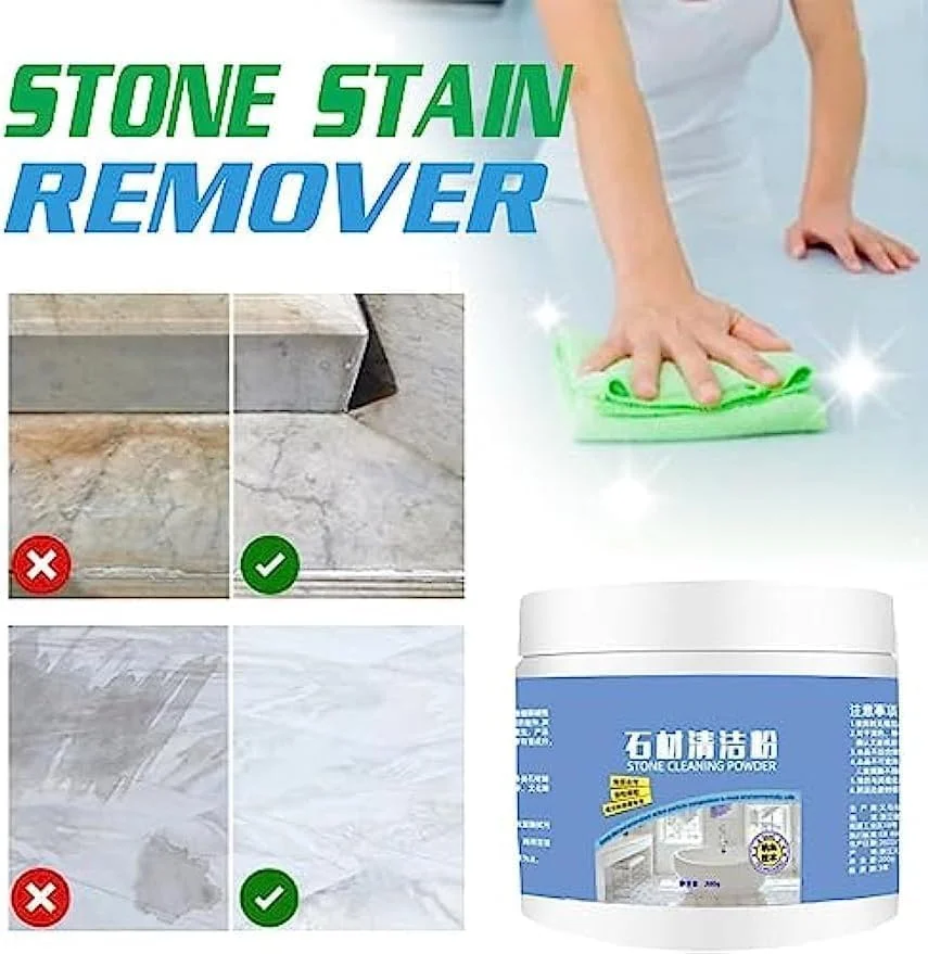 پودر پاک کننده لکه روغن سنگ مرمر آشپزخانه، پاک کننده و پولیش برای سنگ مرمر، کاشی، گرانیت، اجاق گاز آشپزخانه، پاک کننده لکه های میز کوارتز، پودر پاک کننده لکه روغن (200 گرم * 2)
