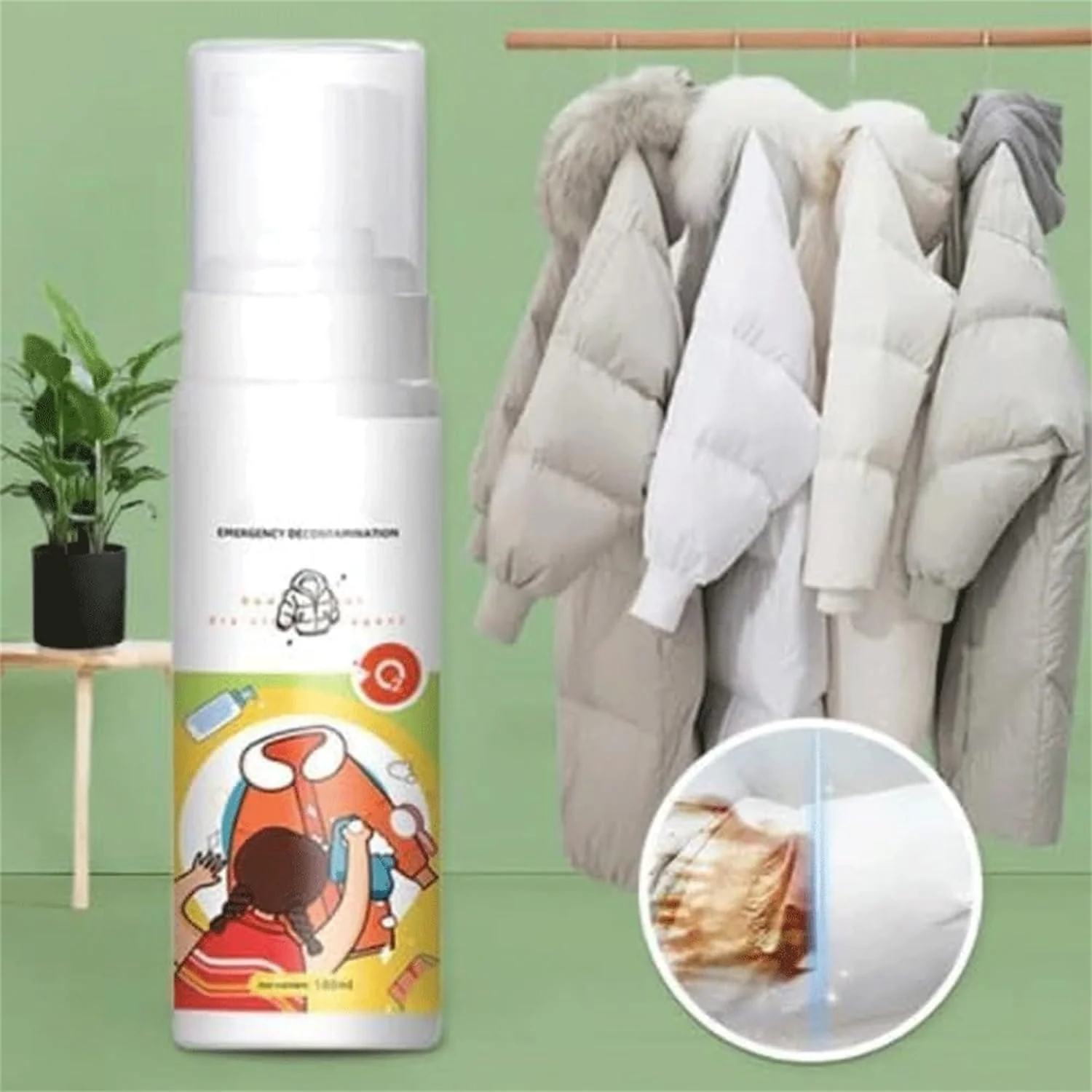 اسپری فوم خشکشویی کت پفی، عامل خشکشویی برای پالتوهای زمستانی، اسپری فوم چند منظوره و راحت برای از بین بردن لکه های روغن لباس (1 عدد)
