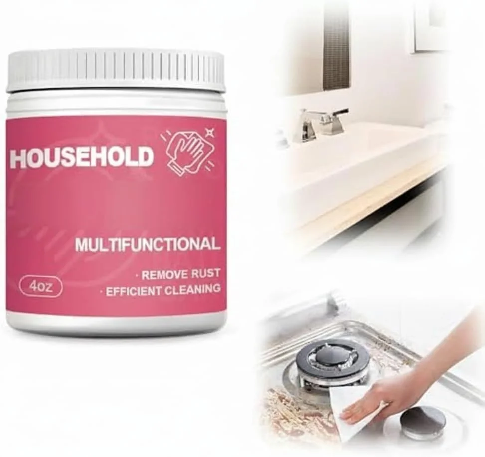 خمیر تمیز کننده معجزه آسا، تمیز کننده چند منظوره بدون ایجاد خراش برای آشپزخانه، حمام، دیوارها، کف، قابلمه ها و دوغاب، لکه بر قوی برای چربی ها و کثیفی های سخت، ایمن برای اکثر سطوح