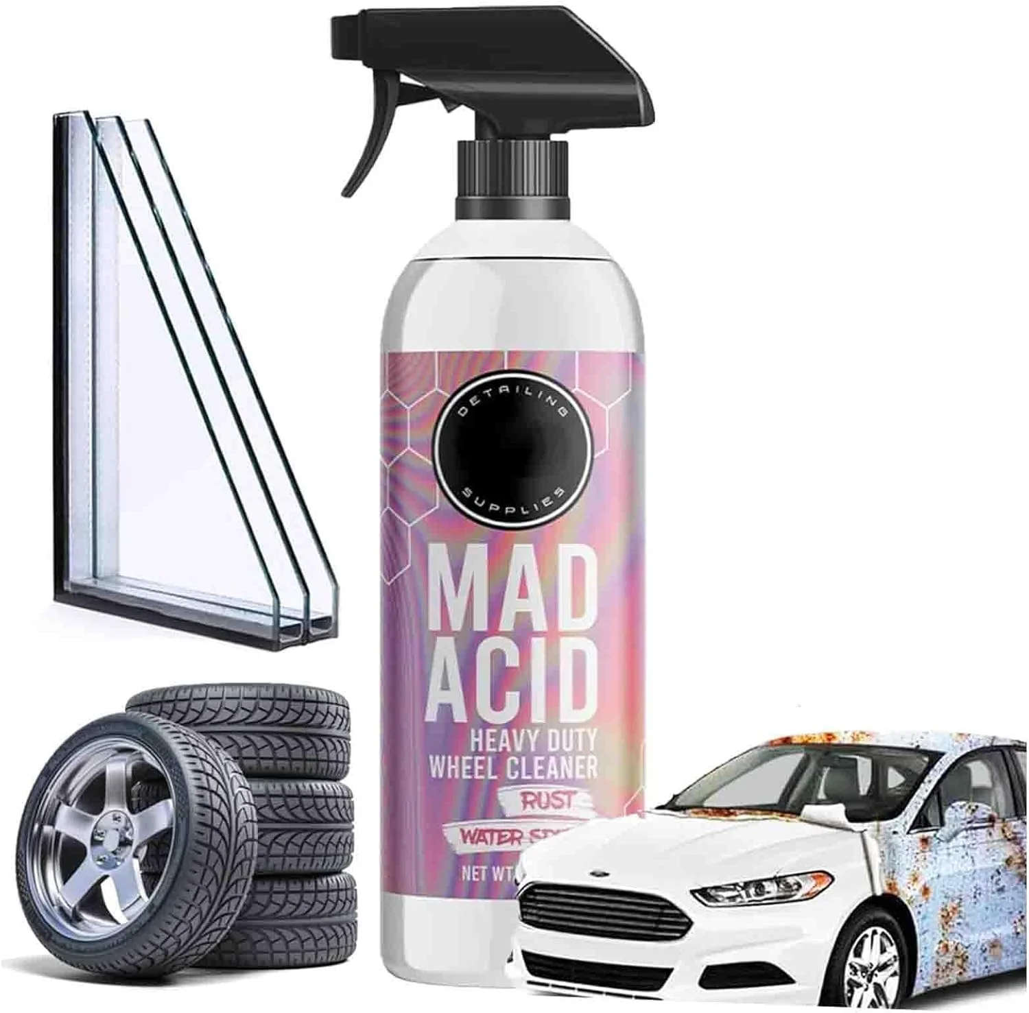 ماد اسید - پاک کننده شیشه، ماد اسید پاک کننده قوی رینگ، ماد اسید پاک کننده رینگ، از بین برنده لکه های سخت آب، ماد اسید پاک کننده لکه آب، ماد اسید پاک کننده کروم، ماد اسید پاک کننده همه منظوره (236 میلی لیتر، 1 عدد)