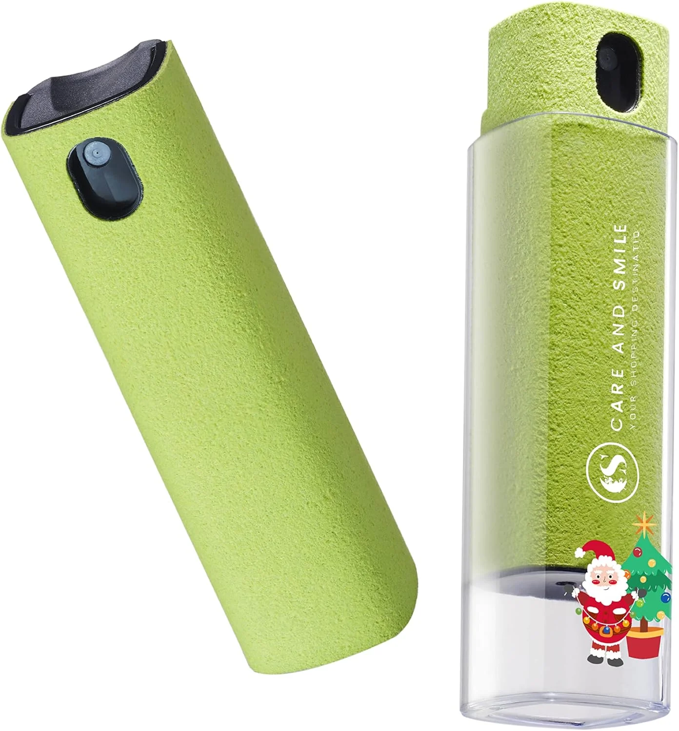 اسپری تمیز کننده صفحه نمایش CARE AND SMILE، ضدعفونی کننده و پاک کننده، ایمن برای تمام صفحه نمایش های گوشی، لپ تاپ و تبلت، اسپری دو منظوره به همراه پارچه میکروفایبر (سبز)