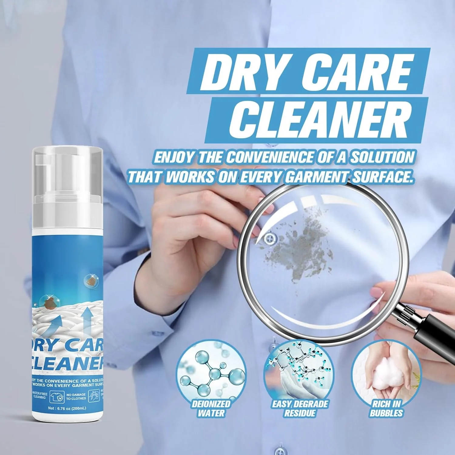 فوم تمیز کننده مبل پارچه ای، فوم خشک بدون نیاز به شستشو، لکه بر خشک چند منظوره برای لباس، مبل، کفش و فضای داخلی خودرو، 200 میلی لیتر