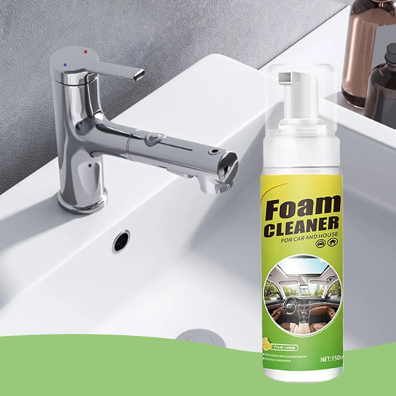 اسپری فوم تمیز کننده خودرو 120 میلی لیتر | تمیز کننده چند منظوره قابل حمل برای لاستیک کامیون، فرش، صندلی، شیشه، پنجره و چرم