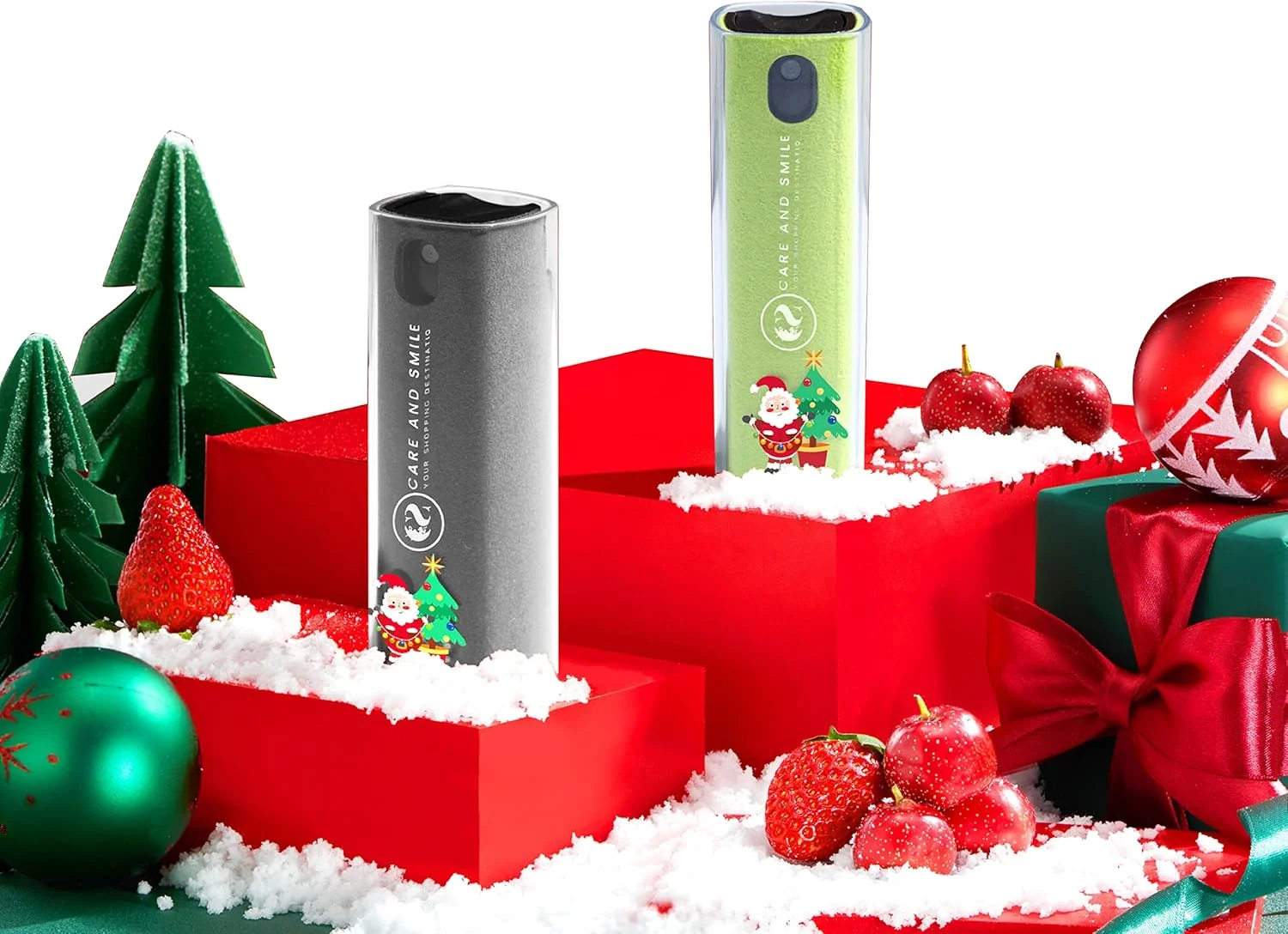 اسپری تمیز کننده صفحه نمایش CARE AND SMILE، ضدعفونی کننده و پاک کننده، ایمن برای تمام صفحه نمایش های گوشی، لپ تاپ و تبلت، اسپری دو منظوره به همراه پارچه میکروفایبر (سبز)