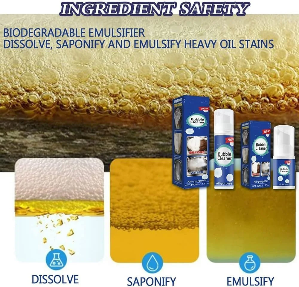 اسپری فوم پاک کننده حباب دار، فوم پاک کننده حباب دار نورث مون، پاک کننده حباب دار بیداک، پاک کننده حباب دار آشپزخانه، فوم پاک کننده همه منظوره، اسپری حباب پاک کننده چربی و جرم سرسخت (30 میلی لیتر، 2 عدد)