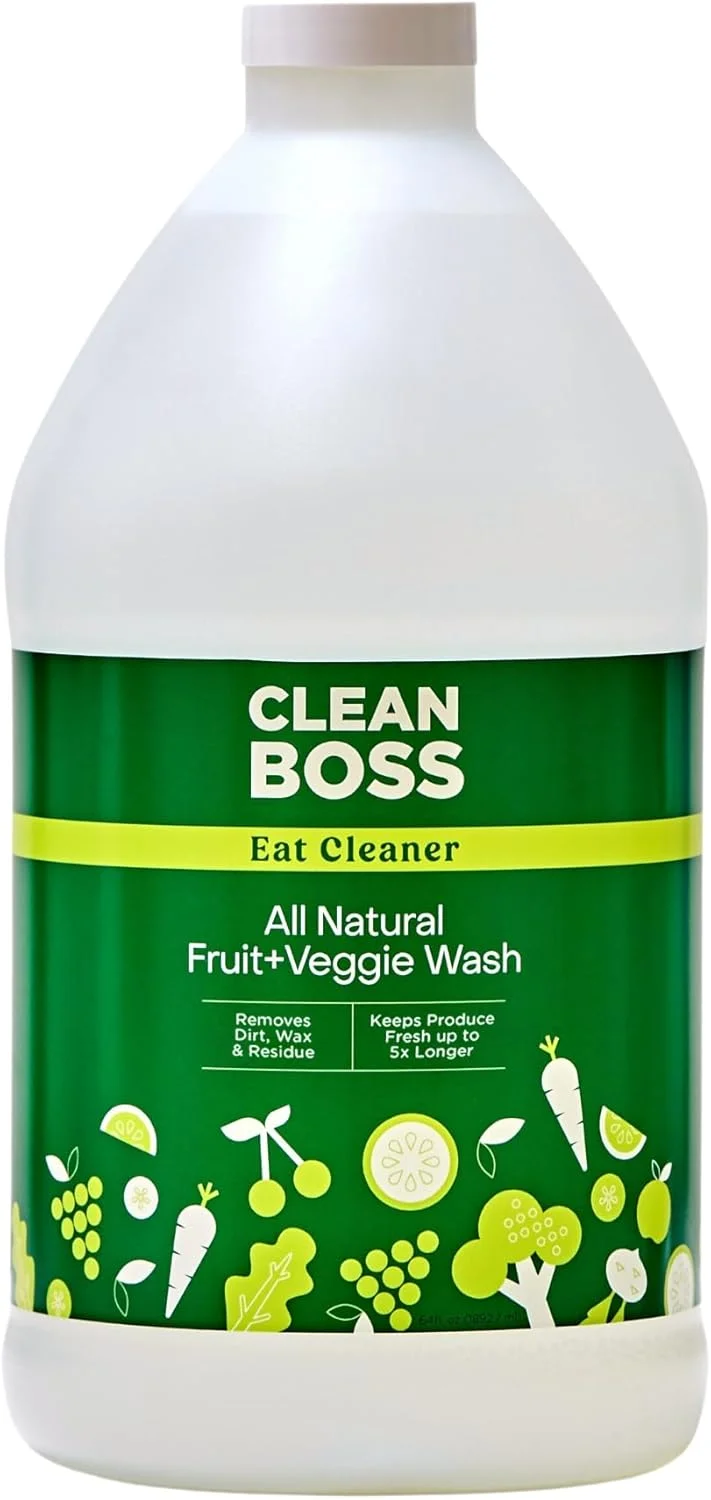 مایع شستشوی میوه و سبزیجات CleanBoss Eat Cleaner با عملکرد سه گانه - حجم 1.89 لیتر - از بین برنده آلودگی های مضر - حفظ تازگی محصولات تا 5 برابر بیشتر - وگان و بدون گلوتن