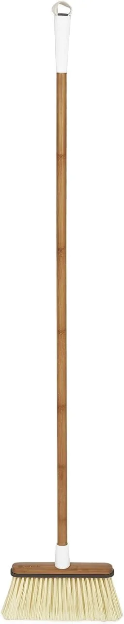 جارو رفت و روب تمیز - جارو هل دادنی سنگین برای داخل و خارج خانه | 1 عدد سفید | موهای بسیار سفت برای کف های سخت | ایده آل برای خانه، گاراژ و استفاده تجاری | طراحی بادوام و سبک