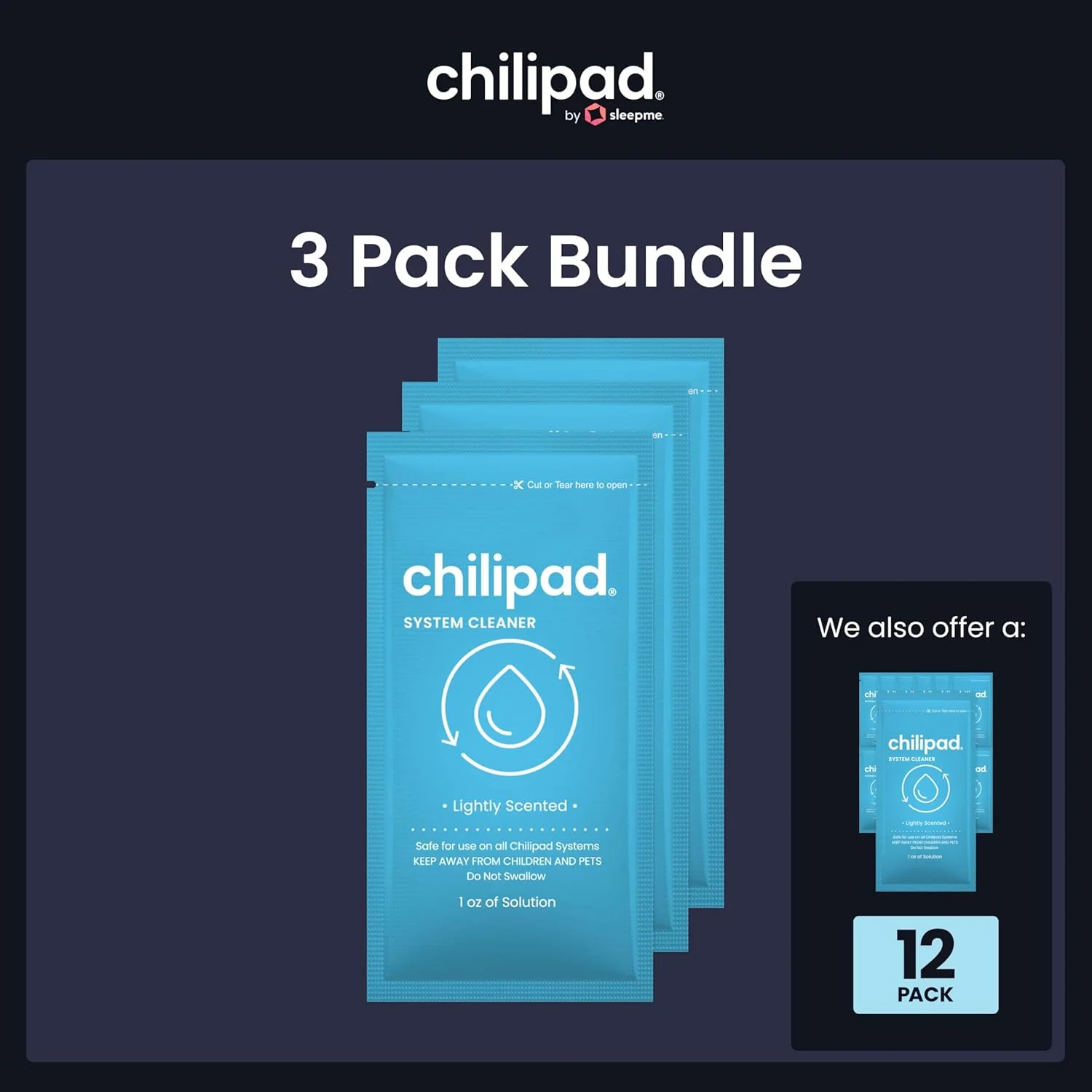 محلول تمیز کننده سیستم خواب چیلی تکنولوژی - برای نگهداری منظم و تمیز کردن عمیق سیستم های کیوب و اولر - 3 بسته محلول تمیز کننده 30 میلی لیتری