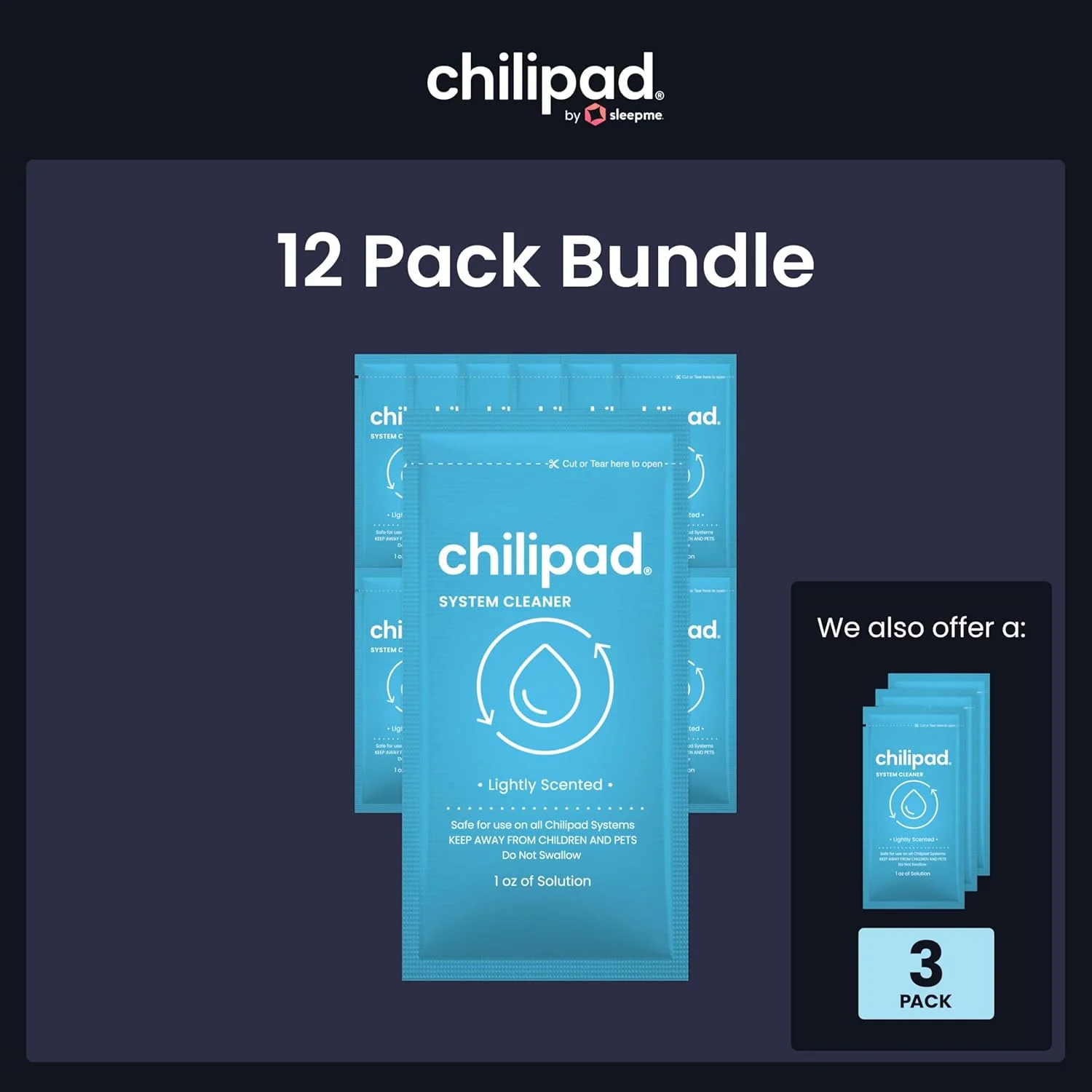 محلول تمیز کننده سیستم خواب چیلی تکنولوژی - برای نگهداری منظم و تمیز کردن عمیق سیستم های کیوب و اولر - 3 بسته محلول تمیز کننده 30 میلی لیتری