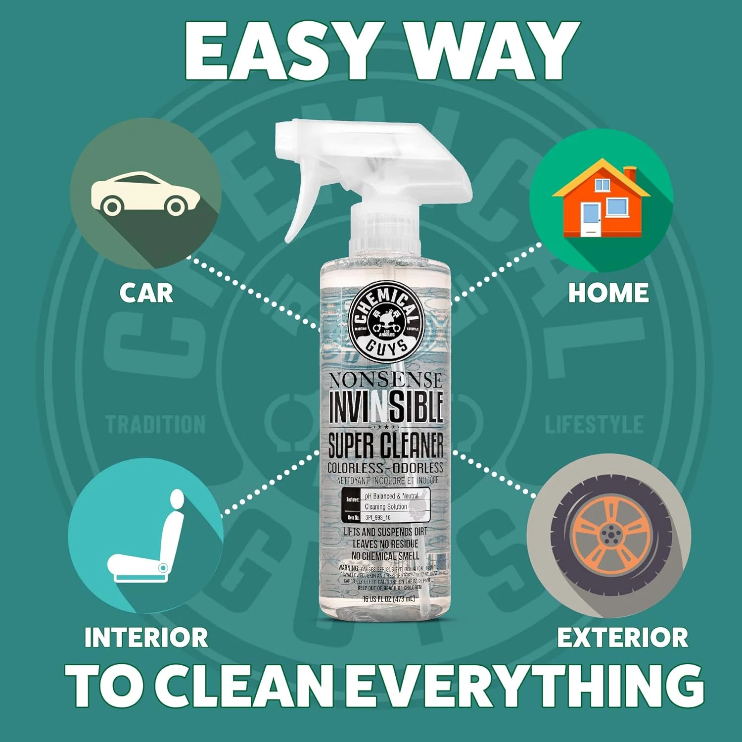 مایع تمیز کننده چند منظوره بدون رنگ و بو Chemical Guys SP_I993 (حجم 1 گالن)