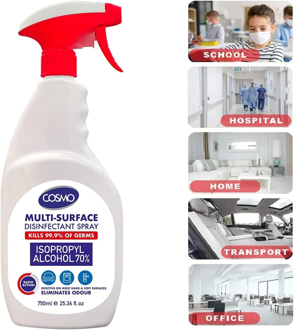 سی دی کاسمو دیزاینز اسپری ضدعفونی کننده چند سطحی پیشرفته IPA 70% با ماشه برای سطوح سخت و نرم (750 میلی لیتر) - بسته 12 عددی سی دی کاسمو دیزاینز اسپری ضدعفونی کننده چند سطحی پیشرفته IPA 70% با ماشه برای سطوح سخت و نرم (750 میلی لیتر) - بسته 12 عددی