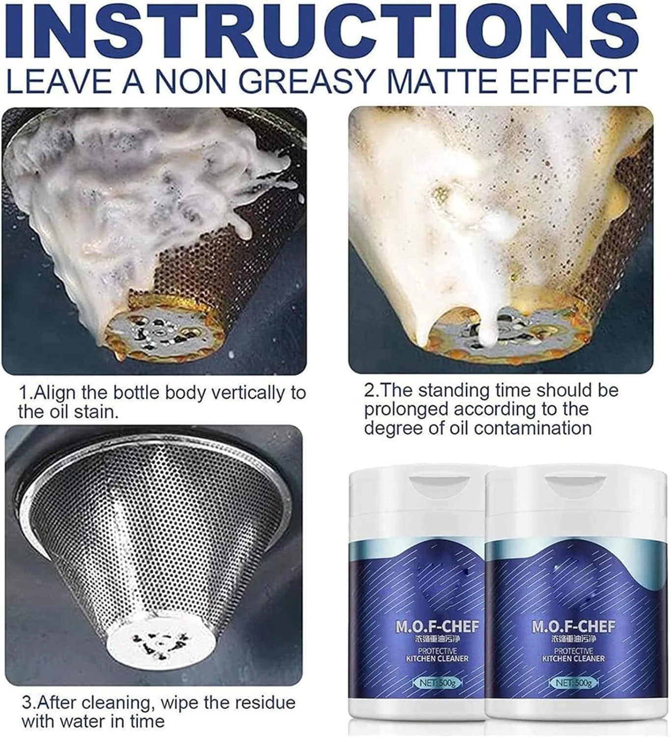 پودر پاک کننده آشپزخانه Chano, M.O.F Chef، پودر پاک کننده، پاک کننده پودری، پودر تمیز کننده، پاک کننده آشپزخانه Moh Chef (100 گرم، 3 عدد)