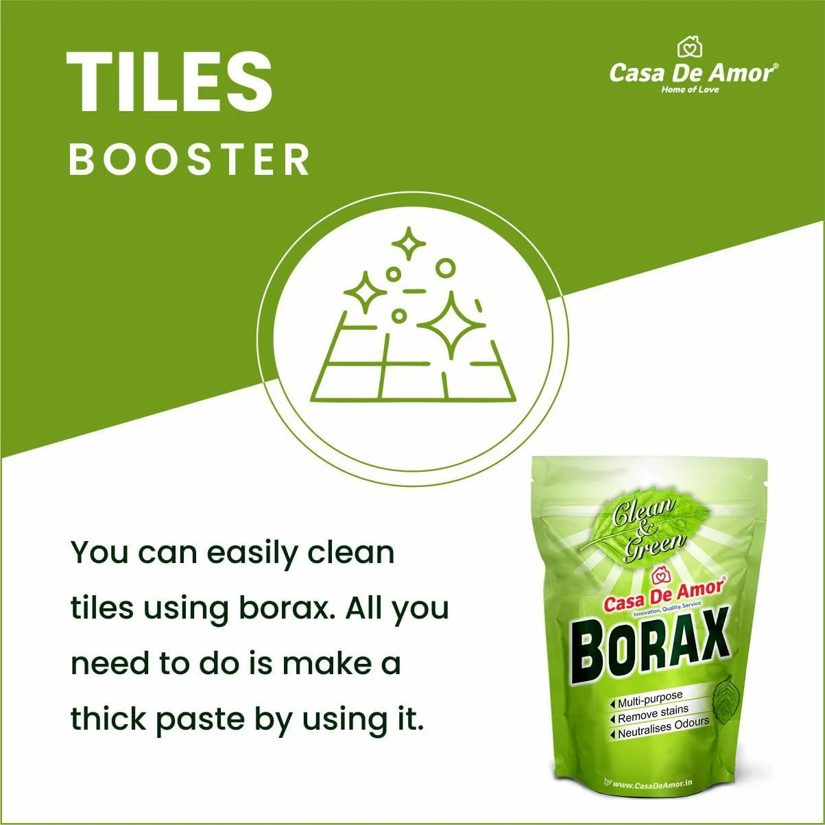 پودر بوراکس خالص 100% کاسا د آمور با قدرت سفید کنندگی و پاک کنندگی، مناسب برای ساخت کریستال و اسلایم کودکان (900 گرم)