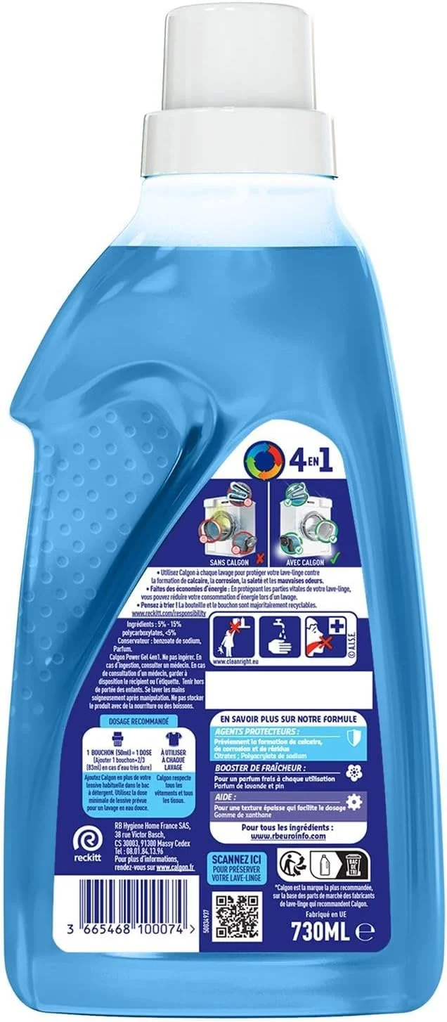ژل محافظ ماشین لباسشویی کالگون 4 در 1، 750 میلی لیتر، با فرمول ضد آلودگی و جلوگیری از بوی نامطبوع (دو عدد)