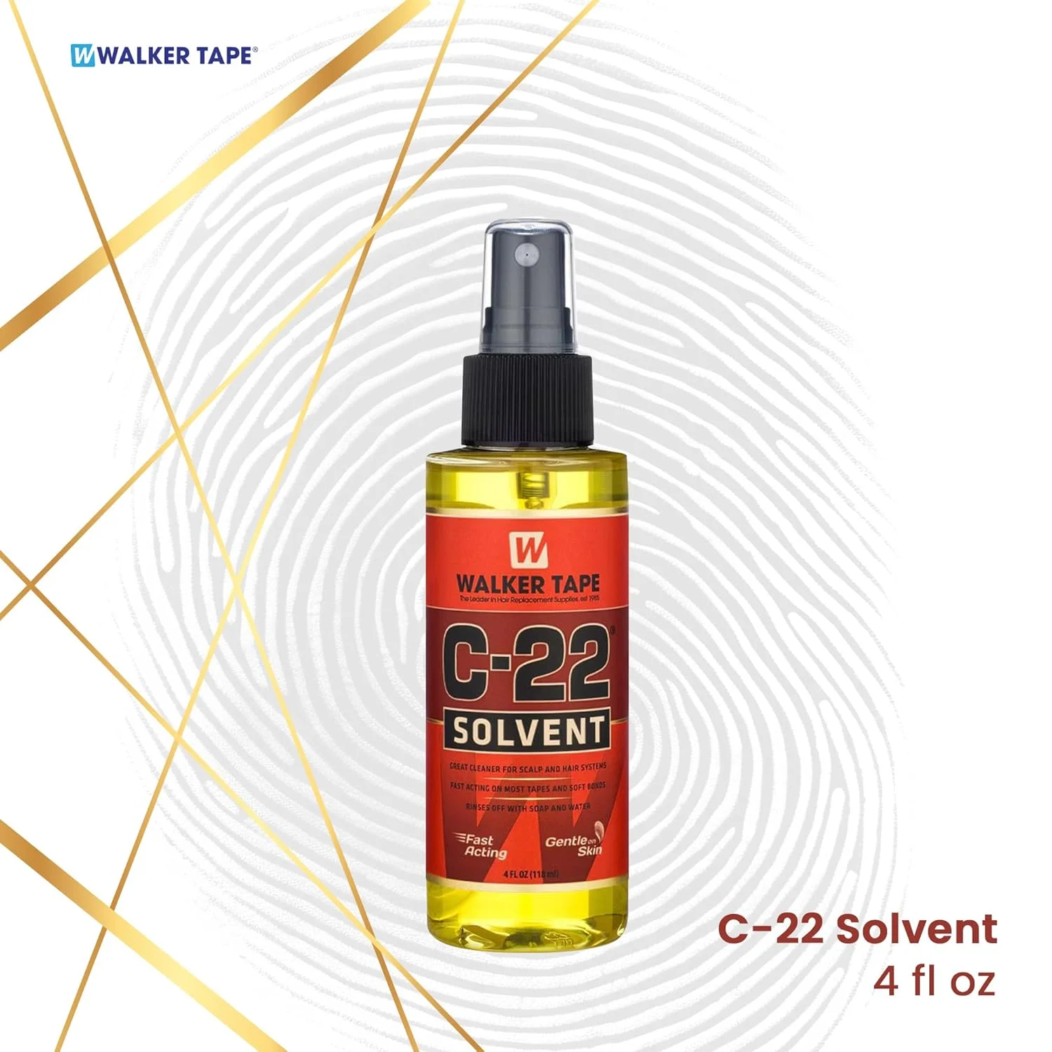 حلال چسب C-22 – بطری اسپری 4 fl oz – پاک کننده سریع چسب کلاه گیس و مو – ایمن برای پوست، بر پایه روغن، رایحه مرکبات – برای اکستنشن های نواری و سیستم های مو