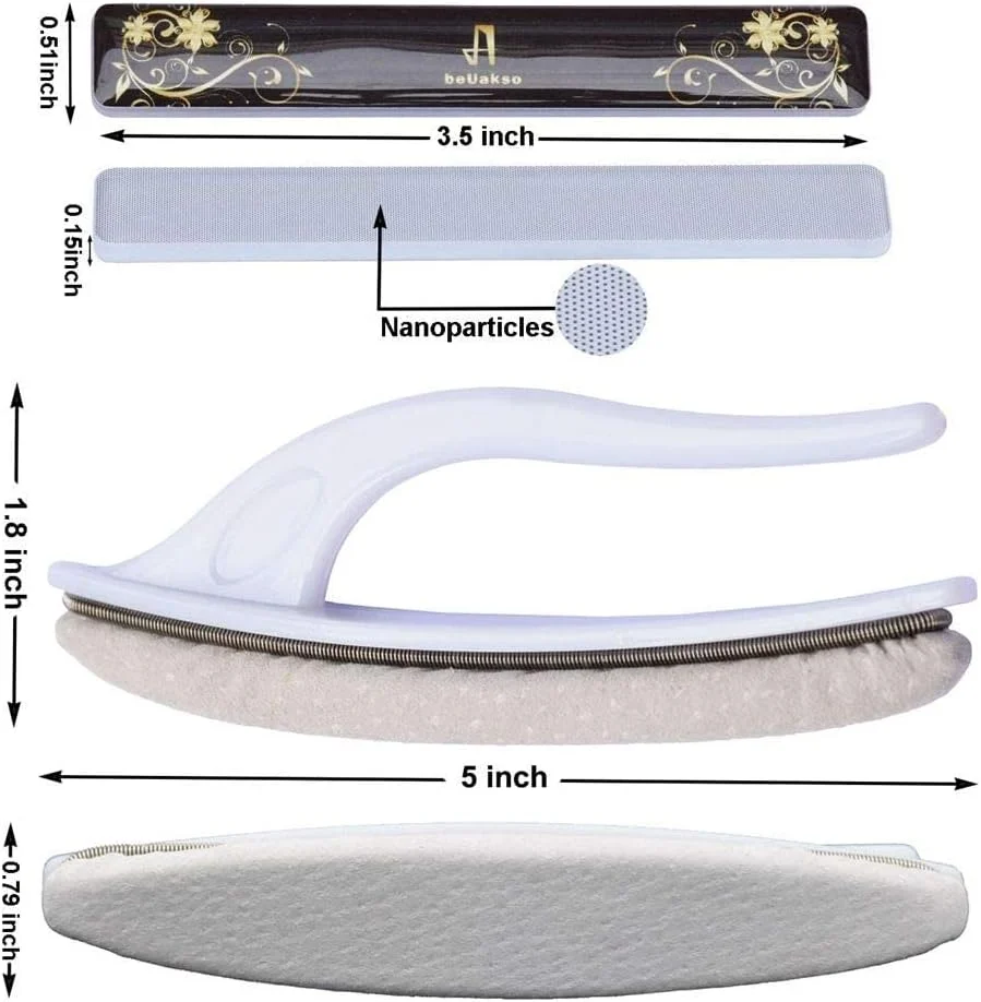 سوهان ناخن شیشه ای نانو قابل شستشو beUakso به همراه کیف و بافر چرم بز برای کرم واکس ناخن، کیت ارتقاء بافر و براق کننده ناخن ممتاز برای سوهان و بافرهای ناخن طبیعی و اکریلیک به همراه جعبه گل