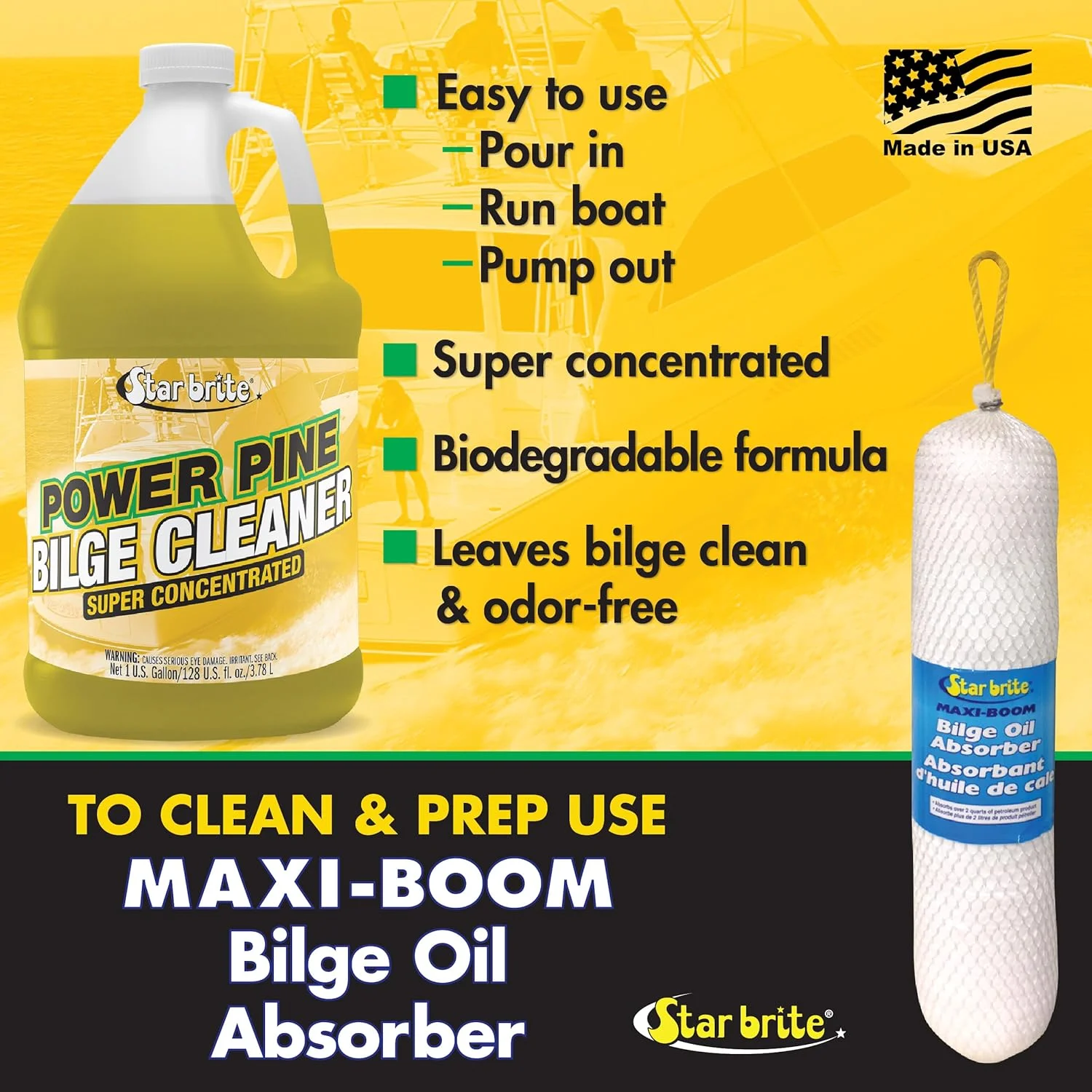 مایع تمیز کننده بیلج پاور پاین استار برایت - استفاده آسان و ساده - داخل بیلج بریزید، قایق را روشن کنید، پمپ کنید - روغن، سوخت را امولسیون می کند و بیلج را با رایحه مطبوع کاج تمیز می کند مایع تمیز کننده بیلج پاور پاین استار برایت - استفاده آسان و ساده - داخل بیلج بریزید، قایق را روشن کنید، پمپ کنید - روغن، سوخت را امولسیون می کند و بیلج را با رایحه مطبوع کاج تمیز می کند