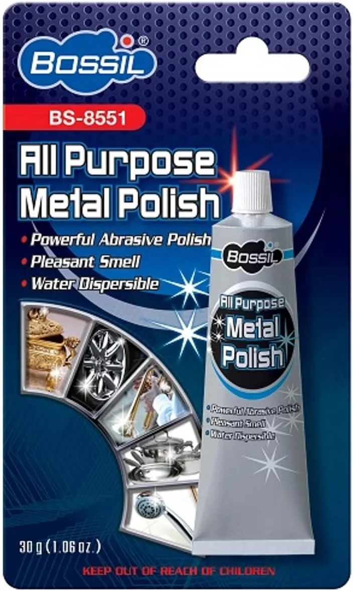 پولیش فلزات همه منظوره Bossil، تمیز کننده و براق کننده سطوح فلزی کروم، آلومینیوم، استیل ضد زنگ، مس، برنج و غیره. BS - 8551 پولیش فلزات همه منظوره Bossil، تمیز کننده و براق کننده سطوح فلزی کروم، آلومینیوم، استیل ضد زنگ، مس، برنج و غیره. BS - 8551