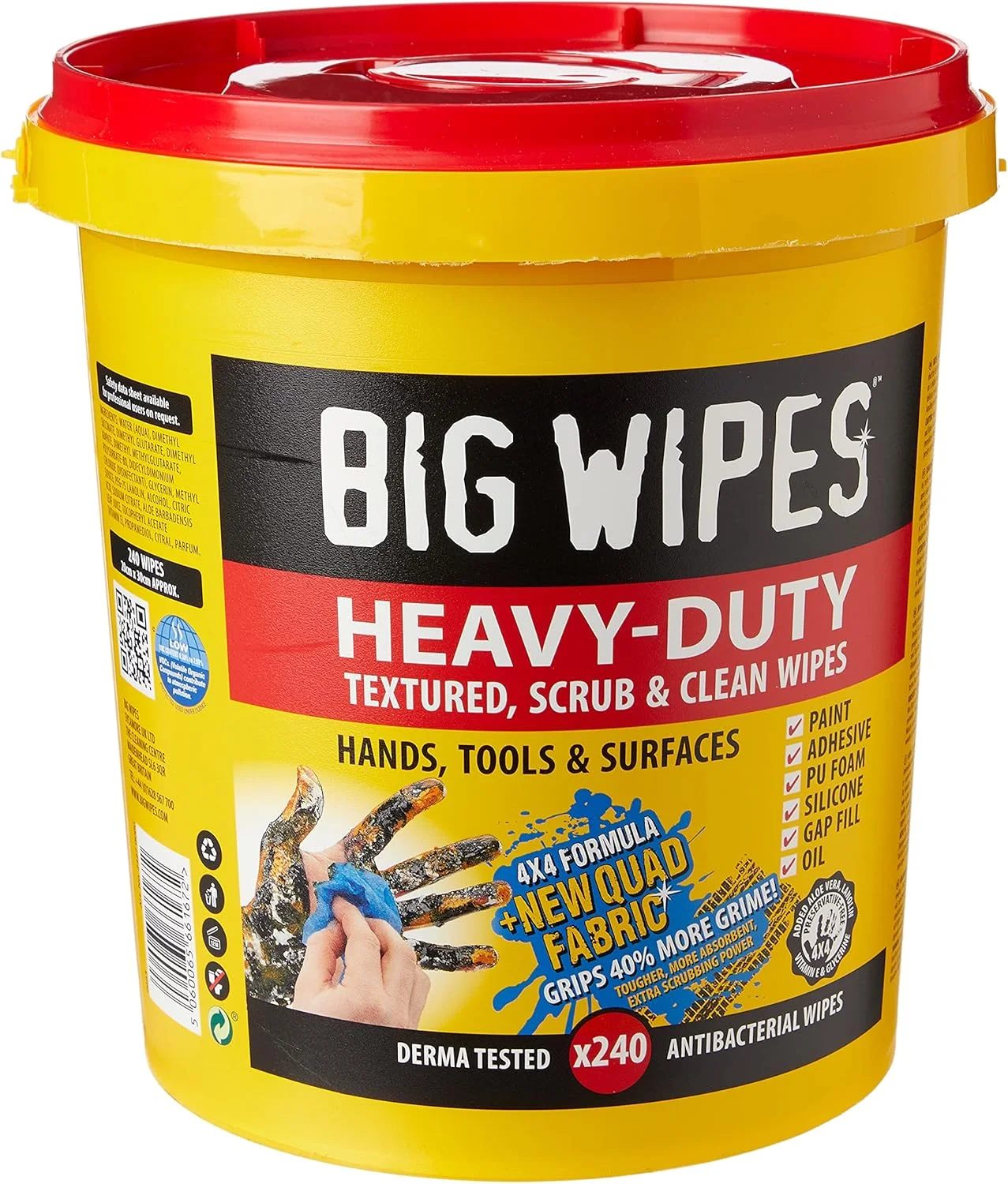 دستمال مرطوب پاک کننده قوی Big Wipes 4x4 - سطل 240 عددی دستمال مرطوب پاک کننده قوی Big Wipes 4x4 - سطل 240 عددی