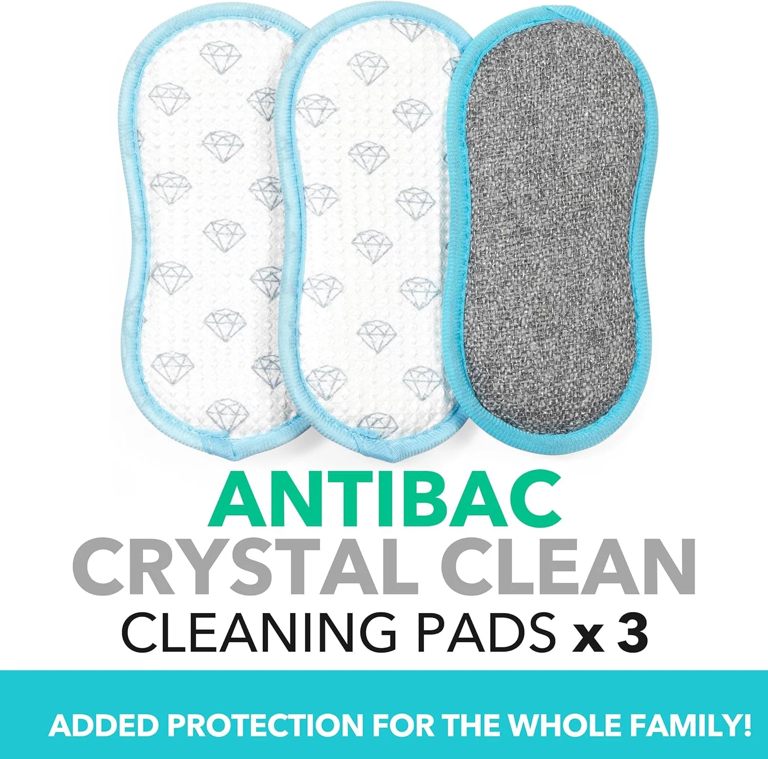 پدهای تمیز کننده آنتی باکتریال Beldray LA086372UFEU7 - بسته 3 عددی پدهای اسکراب کریستال کلین، درخشش بدون لکه، آنتی باکتریال برای تمیز و تازه نگه داشتن طولانی تر وسایل، از بین بردن لکه های سخت از قابلمه، تابه و لیوان