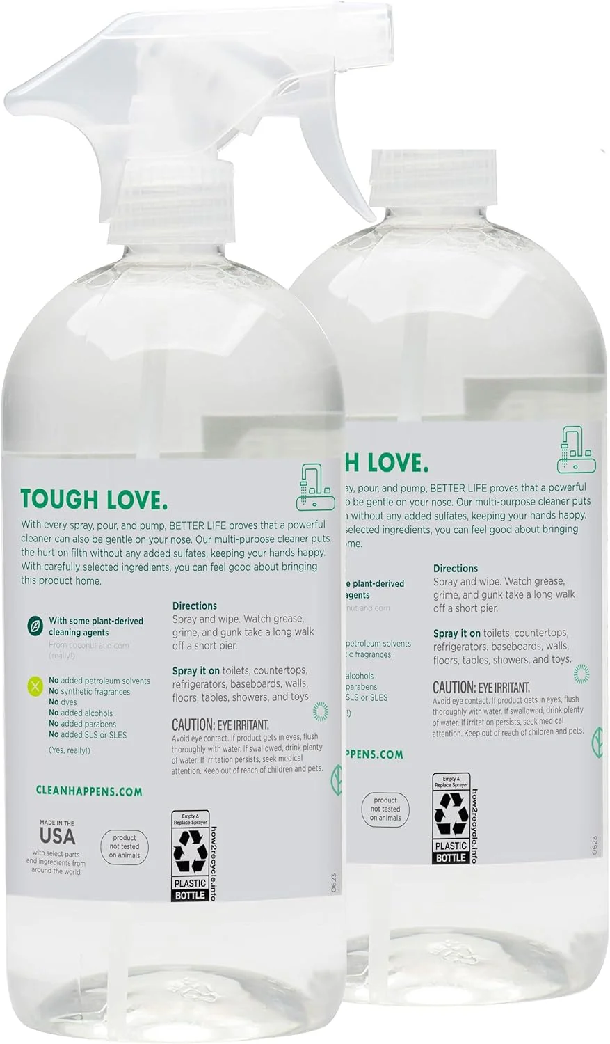 مایع پاک کننده همه منظوره Better Life - اسپری تمیز کننده چند منظوره منزل و آشپزخانه برای شیشه، سطوح، لوازم خانگی، روکش ها و موارد دیگر - پاک کننده اسپری چند سطحی - 946 میلی لیتر (بسته 2 عددی) بدون عطر مایع پاک کننده همه منظوره Better Life - اسپری تمیز کننده چند منظوره منزل و آشپزخانه برای شیشه، سطوح، لوازم خانگی، روکش ها و موارد دیگر - پاک کننده اسپری چند سطحی - 946 میلی لیتر (بسته 2 عددی) بدون عطر