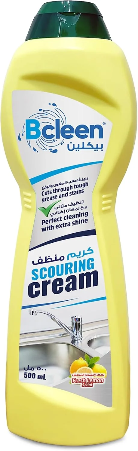 کرم تمیز کننده بیکلین، برای درخشش بیشتر با رایحه جدید لیمو، از بین برنده چربی، غذای سوخته و لکه های آهک، 500 میلی لیتر