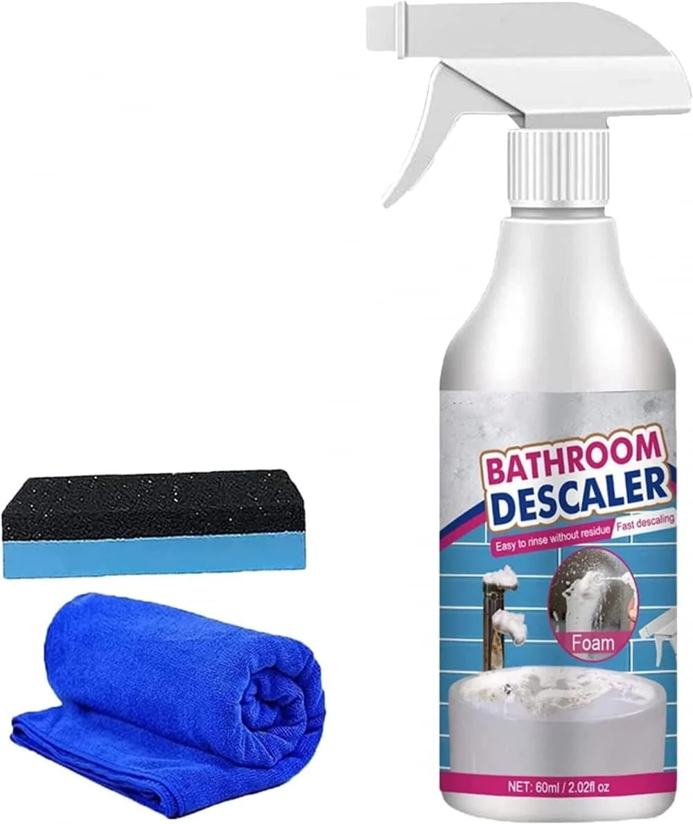 اسپری رسوب زدای حمام، رسوب زدای جدید حمام 2024، پاک کننده لکه های سرسخت، اسپری فوم پاک کننده حمام، پاک کننده دوش 60 میلی لیتری برای حمام، پاک کننده حباب همه منظوره