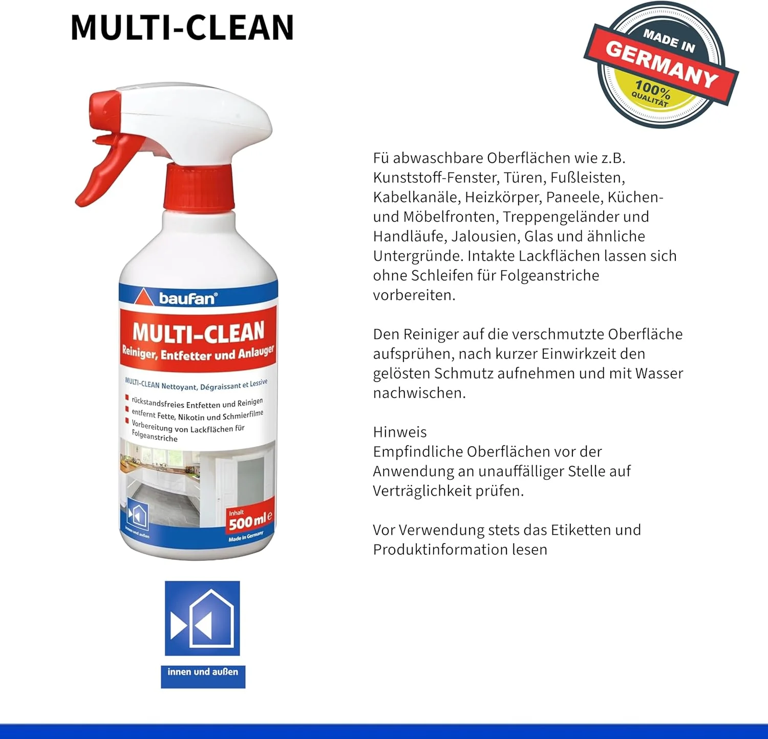 پاک کننده چند منظوره باوفان، چربی زدا و لکه بر، 500 میلی لیتر، پاک کننده چربی و آشپزخانه، چند منظوره و پاک کننده نقاشی، از بین برنده چربی، نیکوتین و روغن بدون باقی مانده