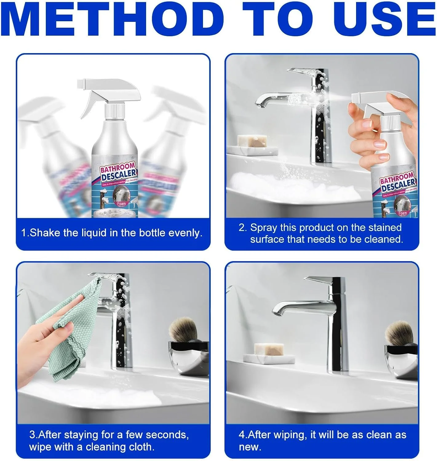 اسپری پاک کننده رسوب حمام برای لکه های سرسخت، پاک کننده رسوب حمام، اسپری فوم چند منظوره رسوب آهک حمام با برس تمیز کننده چند منظوره، اسپری تمیز کننده برای مصارف خانگی، آشپزخانه، حمام اسپری پاک کننده رسوب حمام برای لکه های سرسخت، پاک کننده رسوب حمام، اسپری فوم چند منظوره رسوب آهک حمام با برس تمیز کننده چند منظوره، اسپری تمیز کننده برای مصارف خانگی، آشپزخانه، حمام