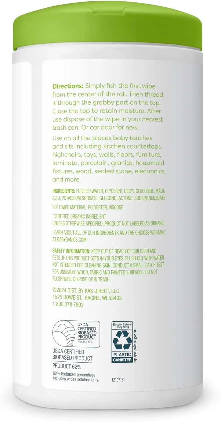 دستمال مرطوب همه منظوره Babyganics، بدون عطر، 75 عدد