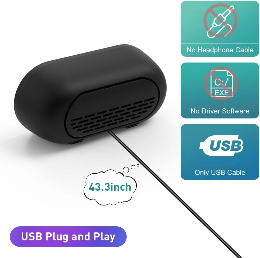 اسپیکر کامپیوتر USB هونکاسو، اسپیکر کوچک رومیزی با نور LED رنگارنگ، اندازه جمع و جور و صرفه جویی در فضا